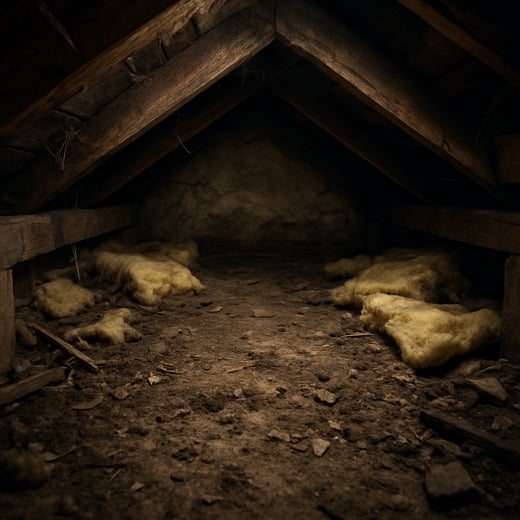small dirty attic crawl space